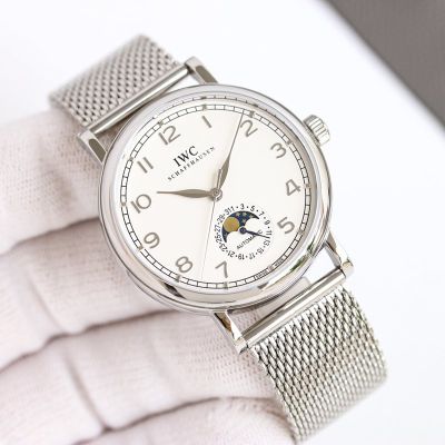 IWC Porofino 39mm 2824 Movement Calendar Sub-dial Silver/Rose Gold Strap Watch